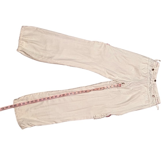 Vintage Da nang White Silk Corgo Pants with Studded Cargo Pockets - Picture 11 of 16